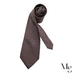 CHARVET PLACE VENDÔME Burgundy Geometric Silk Tie Made In France 58" x 3.75" EX